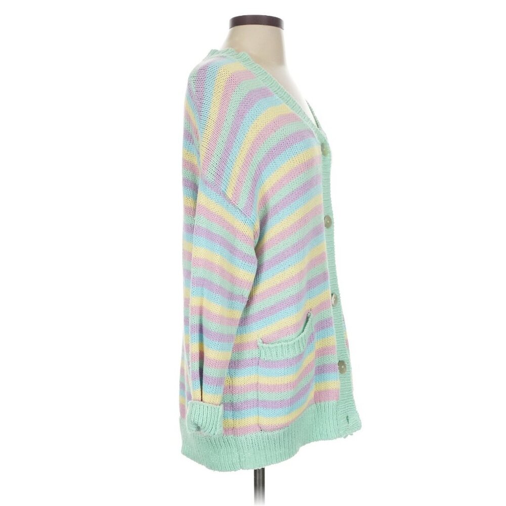 Show Me Your Mumu Pastel Striped Knit 3-Piece Set Cardigan Crop Top & Mini Skirt - Picture 10 of 16